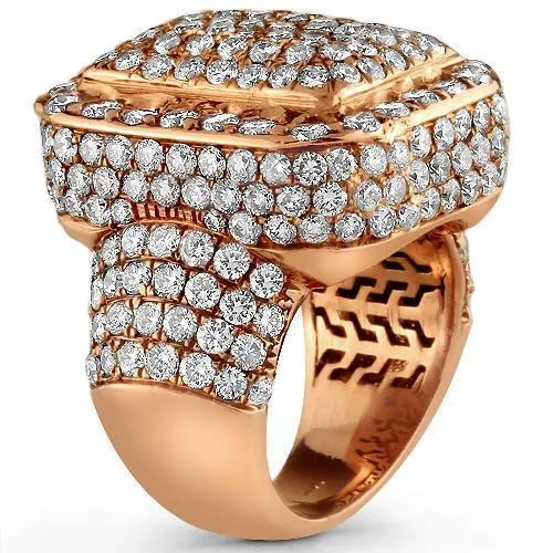 14K Rose Solid Gold Diamond Mens Ring 7.62 Ctw