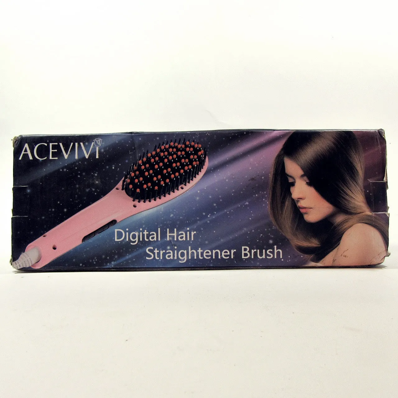 ACEVIVI Digital Anti Static Ceramic Hair Straightener Heating Detangling Hair Brush Paddle Brush for Faster Straightening Styling