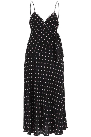 Alessandra Rich Polka Dot Slip Dress With Studs And Rhinestones