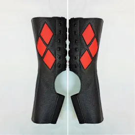 "Harley Quinn" Aerial Boots in Black w/Red details   Suede Grip