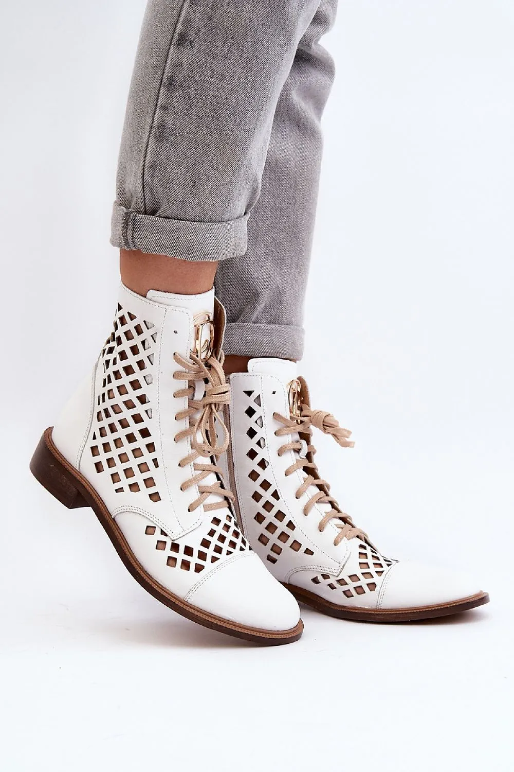 TEEK - Mesh Natural Leather AnkleBoots